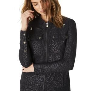 Anatomie Madeline Embossed Black Animal Print Slim Fit Zip Up Edgy Jacket